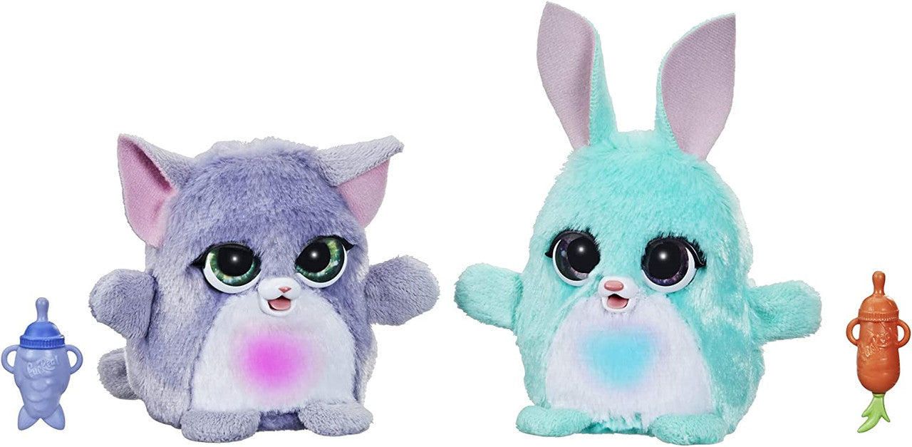 FurReal Fuzzalots Kitty and Bunny Color Change Interactive Feeding Toy