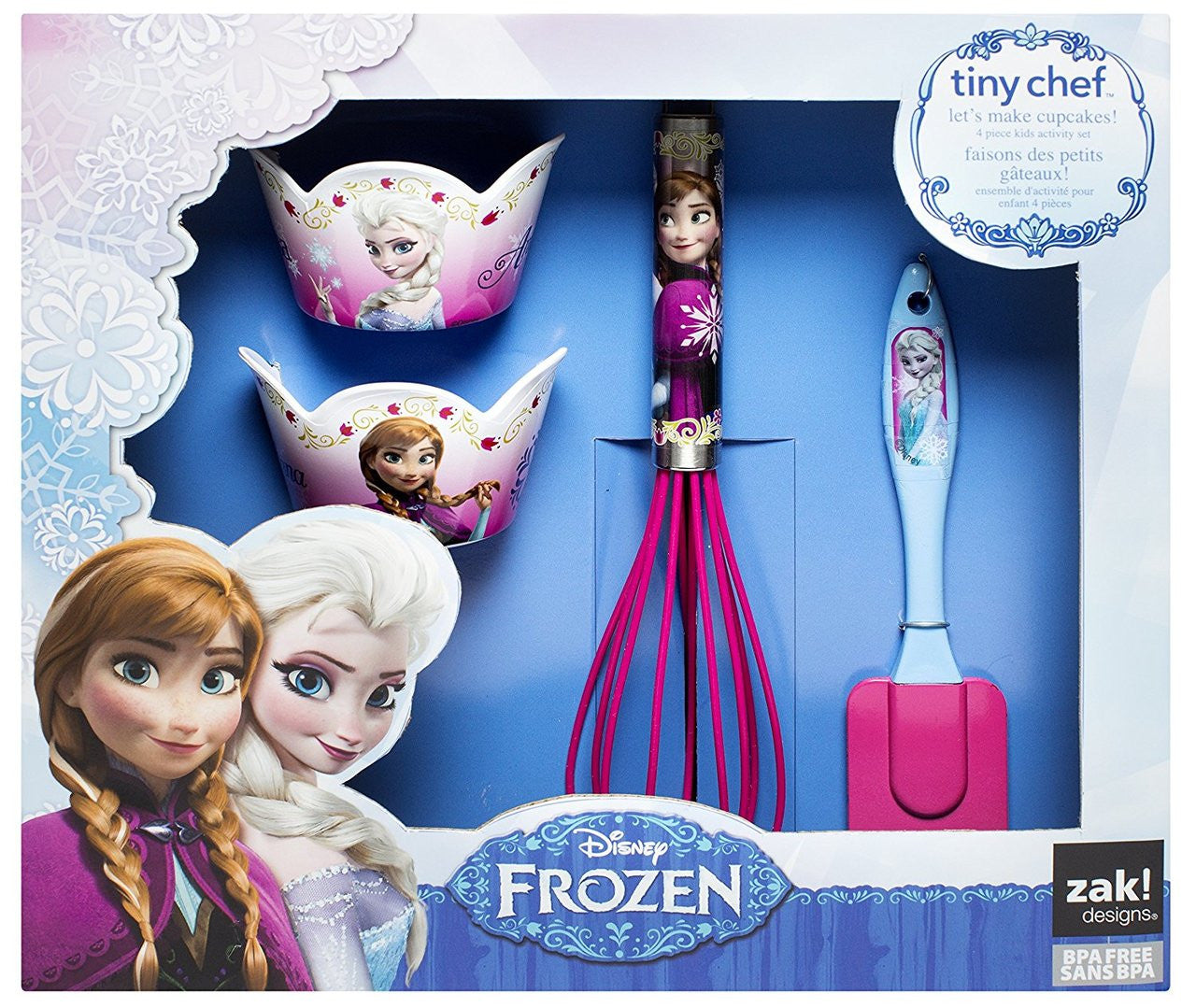 Zak! Designs 4-Piece Tiny Chef Cupcake Baking Set with Elsa & Anna from Frozen
