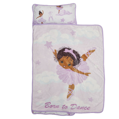 EVERYDAY KIDS Toddler Nap Mat - Born to Dance African American Ballerina