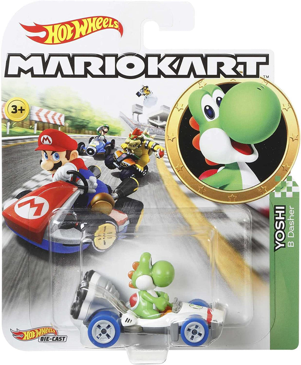 Hot Wheels Mario Kart Yoshi Standard Kart Vehicle