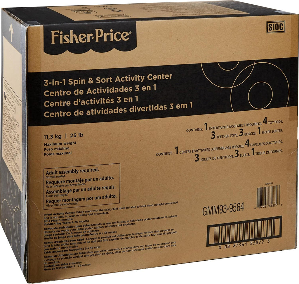 Fisher-Price 3-in-1 Spin & Sort Baby to Toddler Activity Center and Play Table