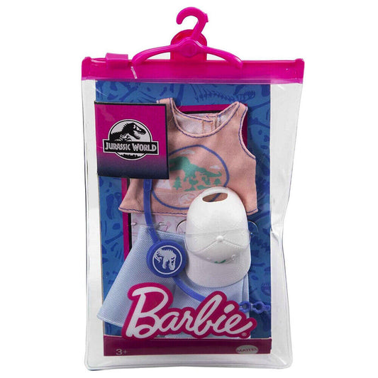 Barbie Doll Clothes, Inspired By Jurassic World: Dominion,  Pink Tank Top, Blue Short & 2 Accessories