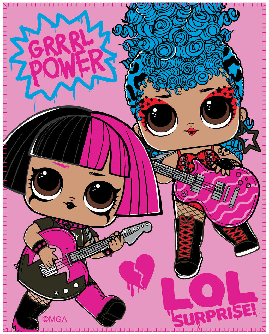 LOL Surprise Grrl Power Fleece Throw Blanket, 40” x 50”