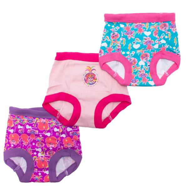 DreamWorks Trolls Toddler Girls 3-Pack Potty Training Pants, Queen Poppy Viva and Barb Underwear Set with Bonu