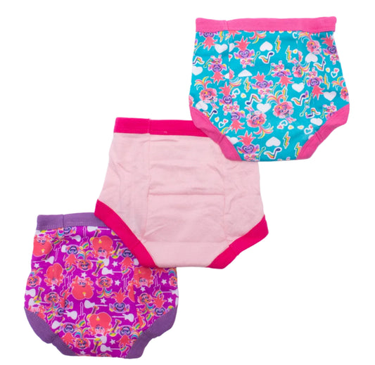DreamWorks Trolls Toddler Girls 3-Pack Potty Training Pants, Queen Poppy Viva and Barb Underwear Set with Bonus Chart, Multicolor