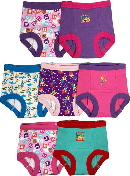 CoComelon Toddler Girls 7-Pack Potty Training Pants, JJ Bella and Cece Underwear Set, Multicolor, Sizes 2T