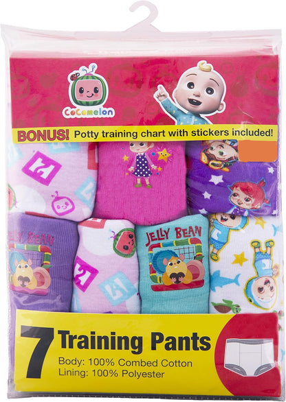 CoComelon Toddler Girls 7-Pack Potty Training Pants, JJ Bella and Cece Underwear Set, Multicolor, Sizes 2T