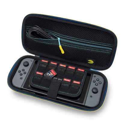 PAC-MAN Retro Arcade Protection Case for Nintendo Switch, OLED & Lite Hard Shell Travel Case with Game Storage, Black & Neon Blue