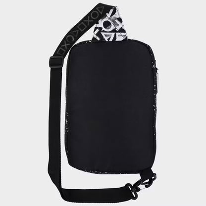 PlayStation PS5 DualSense Controller Sling Backpack, Official Sony Japanese Katakana Crossbody Travel Bag, Black, White and Neon Blue