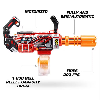 ZURU X-Shot Hyper Gel Motorized Gatling Blaster, Fully Automatic 200 FPS Gel Bead Blaster with 20,000 Pellets & Protective Eyewear, Ages 14+