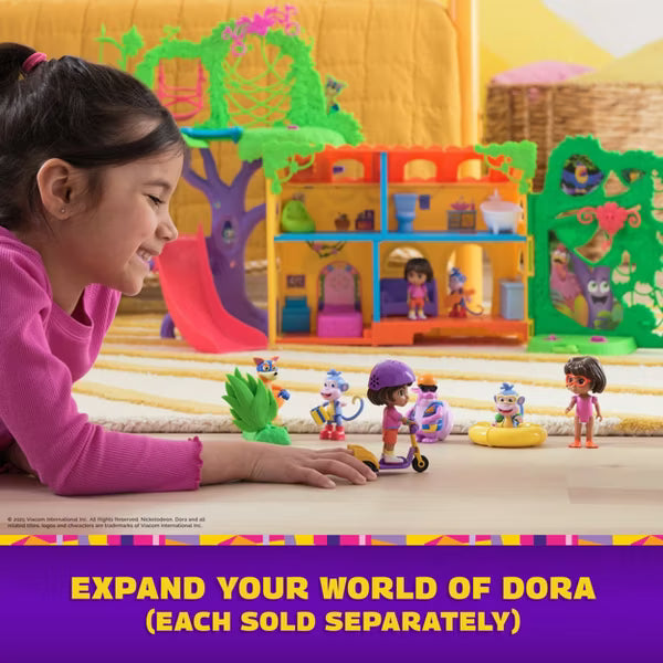Dora Explore & Play Rainforest Casita Playset with Dora and Boots Figures, Bilingual Music and Sounds, 6 Furniture Pieces, Ages 3+