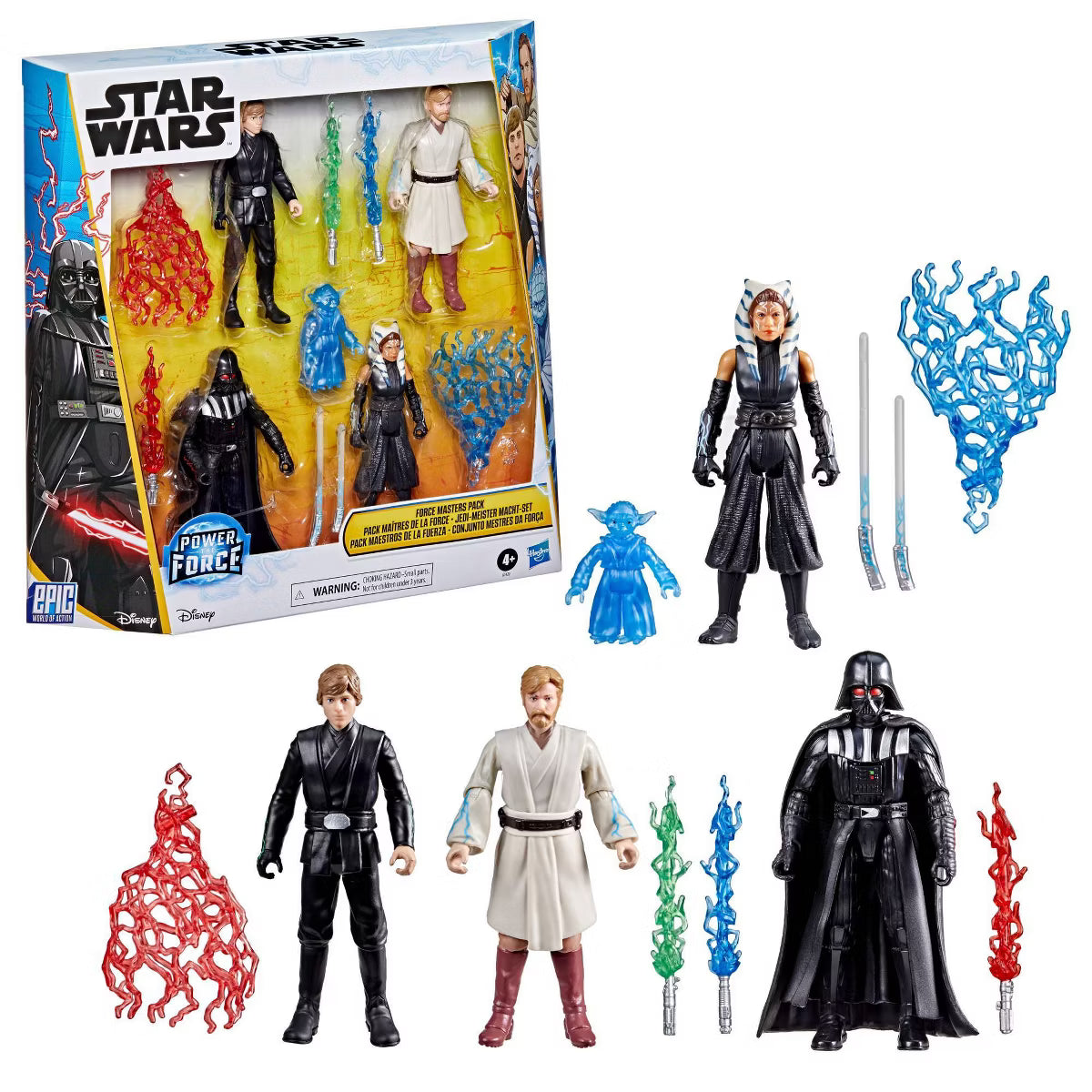 Star Wars Epic World of Action Force Masters Pack, 4" Collectible Action Figure 5-Pack with Lightsabers & Power of the Force Effects