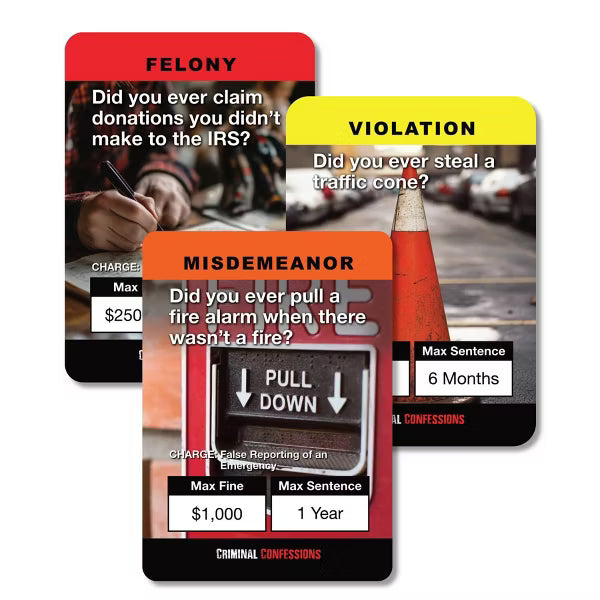Criminal Confessions Card Game by Unsolved Case Files, Interrogate Your Friends Adult & Teen Party Game of Petty Crimes, Ages 14+, 2-10 Players