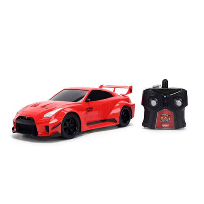 HyperChargers Heat Chase Twin Pack R/C Cars, Nissan GT-R (R35) Liberty Walk & Porsche 911 GT3 RS Police 1:24 Scale Remote Control Vehicles