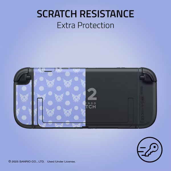 Sanrio Kuromi Skin Kit for Nintendo Switch Console, Dock & Joy-Con Decal Wrap, Periwinkle Lavender Polka Dot Protective Vinyl Sticker