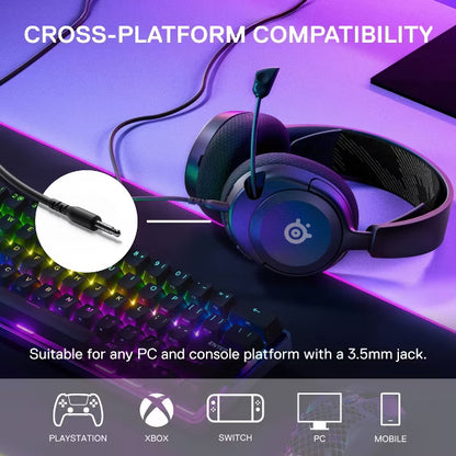 SteelSeries Arctis Nova 1 Multi-System Wired Gaming Headset, Over-Ear Headphones with ClearCast Gen 2 Mic for PC, PS5, Xbox & Switch, Black