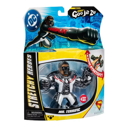 DC Superman Mr. Terrific Stretchy Heroes Action Figure, 4.5" Squishy Super Hero Toy by Moose Toys, Ages 4+