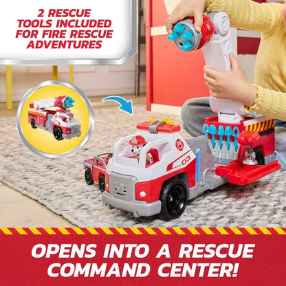 PAW Patrol Rapid Reload Fire Truck Toy with Marshall Figure, Rapid Fire Water Cannon, Extending Ladder, Lights and Sounds, Kids Ages 3 and Up