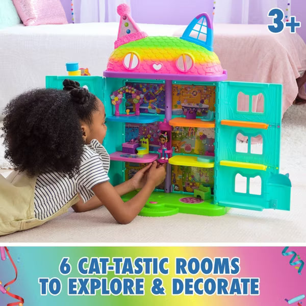 Gabby's Dollhouse Gabby's Celebration Dollhouse Playset, 25-Inch Transforming Party Dollhouse with Sounds, Music & 14 Pieces, Ages 3+