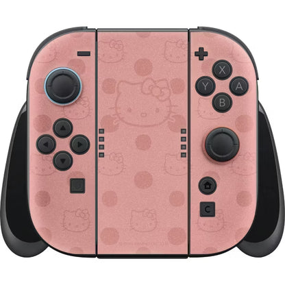 Sanrio Hello Kitty Skin Kit for Nintendo Switch Console, Dock & Joy-Con Decal Wrap, Dusty Rose Pink Polka Dot Protective Vinyl Sticker
