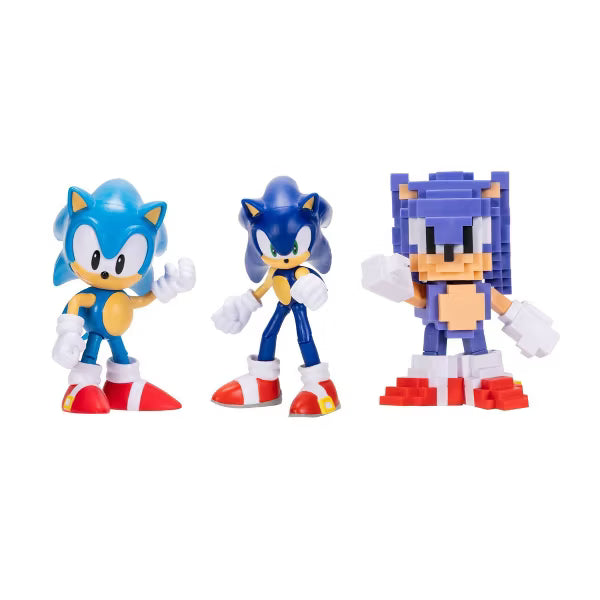 Sonic the Hedgehog 35th Anniversary 3-Pack Action Figure Set, Classic, Modern & Pixelated Sonic Figures, Ages 3+