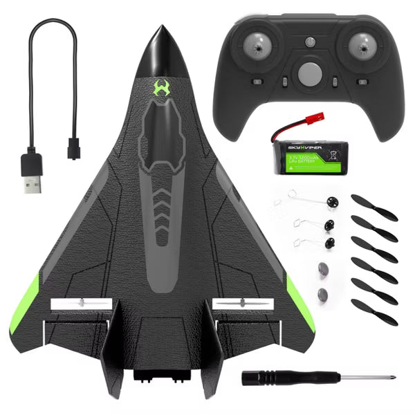 Sky Viper Vector Performance RC Stunt Plane, High-Speed 45 MPH Remote Control Jet with Auto-Stabilization & 1-Touch Aerobatics, Ages 12+