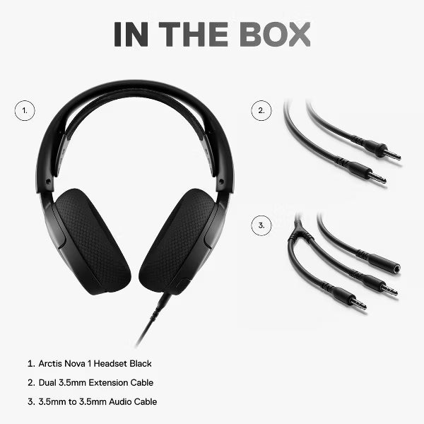 SteelSeries Arctis Nova 1 Multi-System Wired Gaming Headset, Over-Ear Headphones with ClearCast Gen 2 Mic for PC, PS5, Xbox & Switch, Black