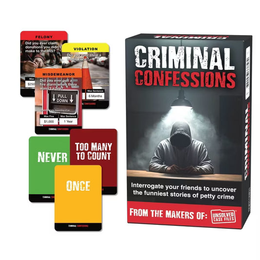 Criminal Confessions Card Game by Unsolved Case Files, Interrogate Your Friends Adult & Teen Party Game of Petty Crimes, Ages 14+, 2-10 Players