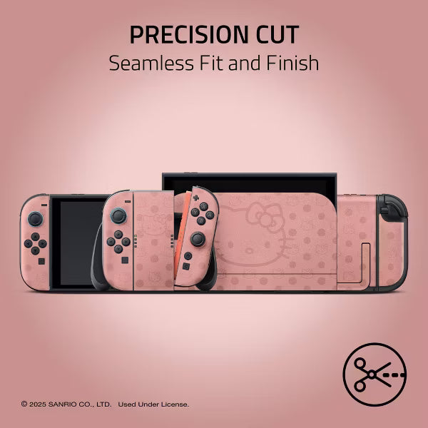 Sanrio Hello Kitty Skin Kit for Nintendo Switch Console, Dock & Joy-Con Decal Wrap, Dusty Rose Pink Polka Dot Protective Vinyl Sticker