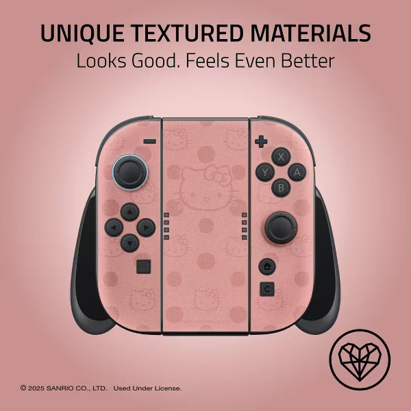 Sanrio Hello Kitty Skin Kit for Nintendo Switch Console, Dock & Joy-Con Decal Wrap, Dusty Rose Pink Polka Dot Protective Vinyl Sticker