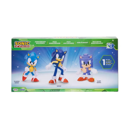 Sonic the Hedgehog 35th Anniversary 3-Pack Action Figure Set, Classic, Modern & Pixelated Sonic Figures, Ages 3+