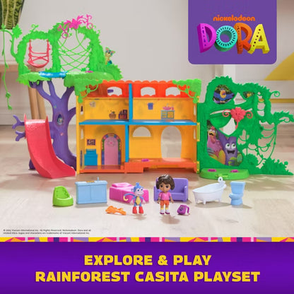 Dora Explore & Play Rainforest Casita Playset with Dora and Boots Figures, Bilingual Music and Sounds, 6 Furniture Pieces, Ages 3+
