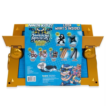 Ninja Kidz Shadow Masters Mystery Chest, 17 Mystery Surprises with Collectible Mini Figures, Nunchuck, Headband & Foam Stars, Ages 3+