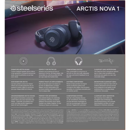 SteelSeries Arctis Nova 1 Multi-System Wired Gaming Headset, Over-Ear Headphones with ClearCast Gen 2 Mic for PC, PS5, Xbox & Switch, Black