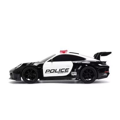 HyperChargers Heat Chase Twin Pack R/C Cars, Nissan GT-R (R35) Liberty Walk & Porsche 911 GT3 RS Police 1:24 Scale Remote Control Vehicles