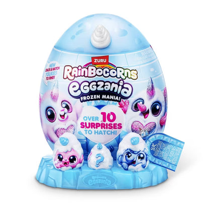 ZURU Rainbocorns Eggzania Frozen Mania Series Surprise Plush, Collectible Mystery Egg with Over 10 Surprises, Penguin Plush, Yolkies & DIY Jewelry, Ages 3+