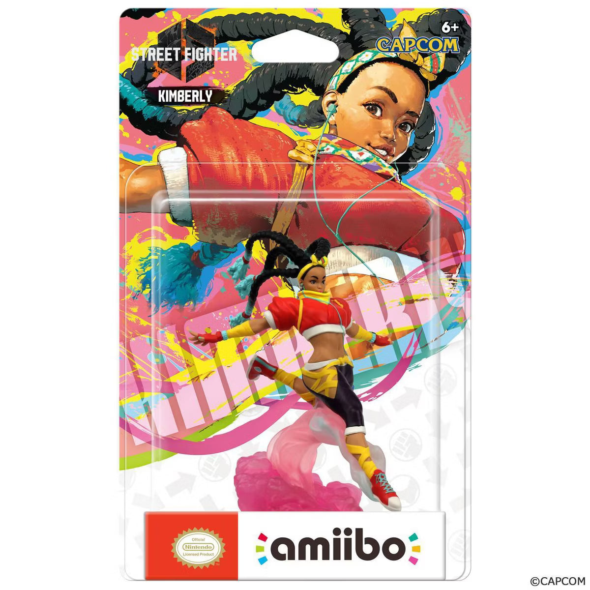 Nintendo amiibo Street Fighter Kimberly Figure, Official Capcom Licensed NFC Character Figure for Nintendo Switch, Pink, Red and Yellow