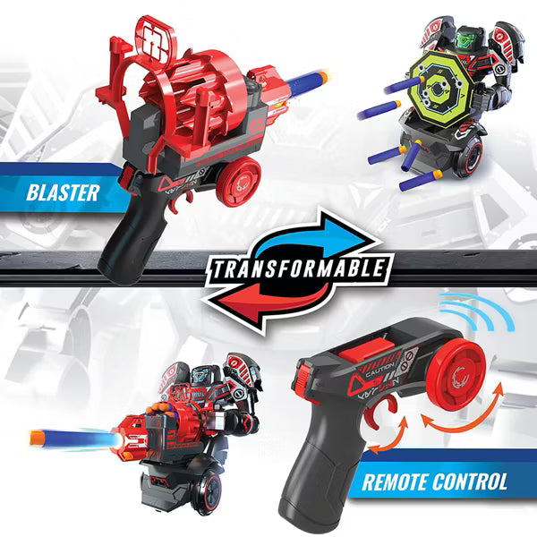 Silverlit Robo Rapidfire 2-in-1 Remote Control Blasting Robot, Motorized Dart Blaster with Rotating Barrel, LED Visor & 2 Game Modes, Ages 5+
