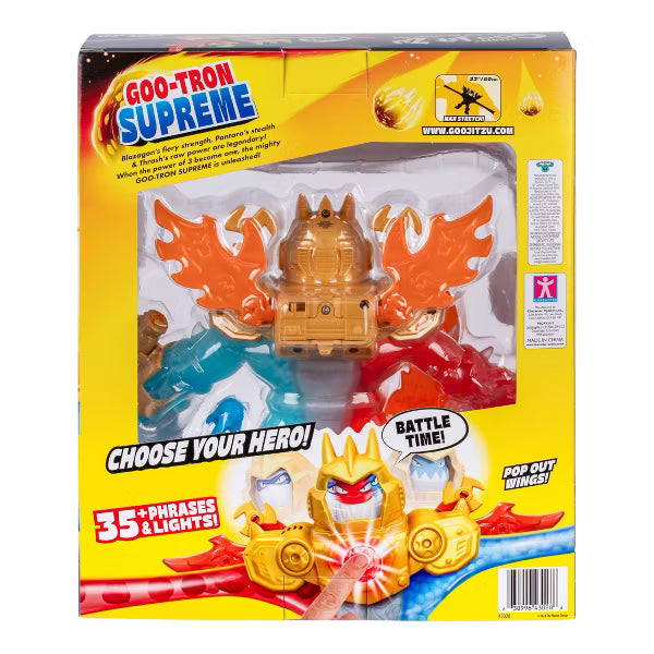 Heroes of Goo Jit Zu Meteor Madness Goo-Tron Supreme Electronic Action Figure, 3-in-1 Triple Attack Stretchy Hero with 35+ Lights & Sounds, Ages 4+