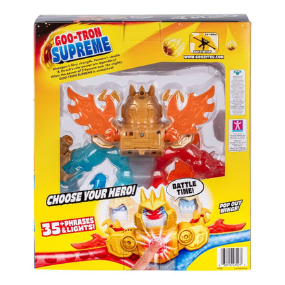 Heroes of Goo Jit Zu Meteor Madness Goo-Tron Supreme Electronic Action Figure, 3-in-1 Triple Attack Stretchy Hero with 35+ Lights & Sounds, Ages 4+