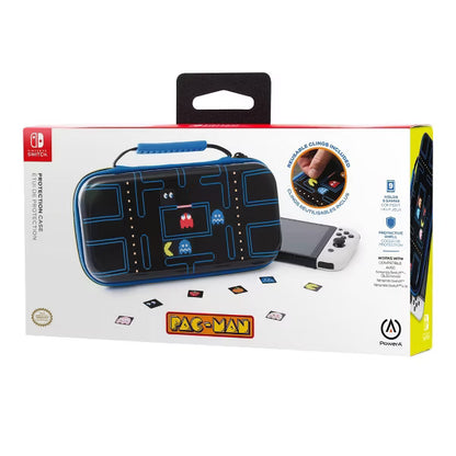 PAC-MAN Retro Arcade Protection Case for Nintendo Switch, OLED & Lite Hard Shell Travel Case with Game Storage, Black & Neon Blue