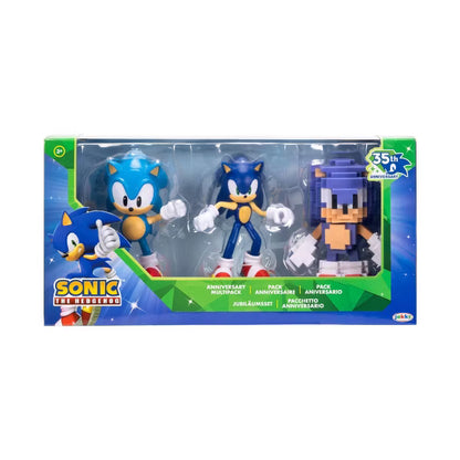 Sonic the Hedgehog 35th Anniversary 3-Pack Action Figure Set, Classic, Modern & Pixelated Sonic Figures, Ages 3+