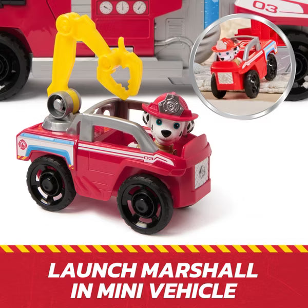PAW Patrol Rapid Reload Fire Truck Toy with Marshall Figure, Rapid Fire Water Cannon, Extending Ladder, Lights and Sounds, Kids Ages 3 and Up