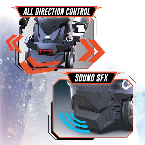 Silverlit Robo Rapidfire 2-in-1 Remote Control Blasting Robot, Motorized Dart Blaster with Rotating Barrel, LED Visor & 2 Game Modes, Ages 5+