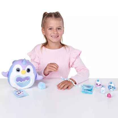 ZURU Rainbocorns Eggzania Frozen Mania Series Surprise Plush, Collectible Mystery Egg with Over 10 Surprises, Penguin Plush, Yolkies & DIY Jewelry, Ages 3+