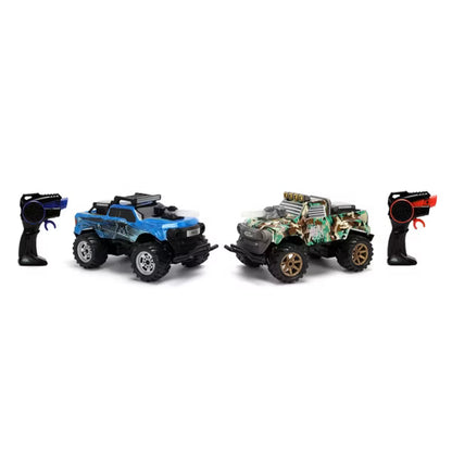 Jada Toys Battle Machines Laser Combat R/C Dual Vehicle Set, Iron Beast vs. Neo Remote Control Battle Trucks with Infrared Tag & USB Charging, Ages 6+