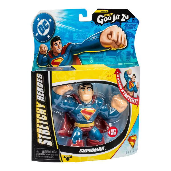 DC Superman Stretchy Heroes Action Figure, 4.5" Squishy Super Hero Toy by Moose Toys, Ages 4+