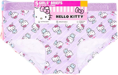 Hello Kitty Girls 5-Pack Underwear Briefs, Sanrio Character Underwear Set, Multicolor
