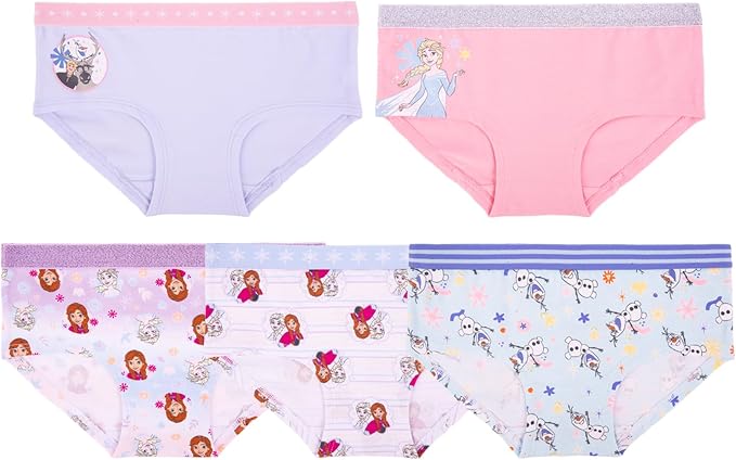 Disney Frozen Girls 5-Pack Underwear Briefs, Elsa and Anna Underwear Set, Multicolor