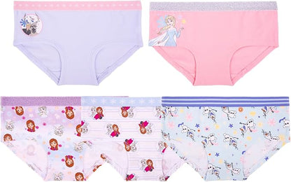 Disney Frozen Girls 5-Pack Underwear Briefs, Elsa and Anna Underwear Set, Multicolor